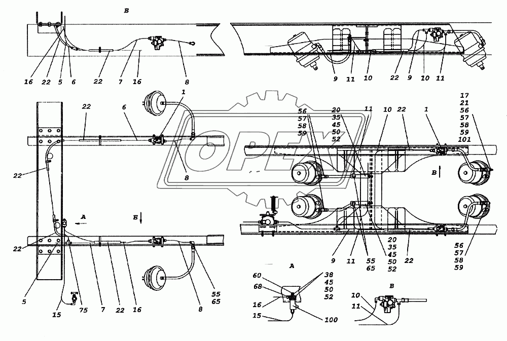 Установка пневмоуправления системой АБС 1