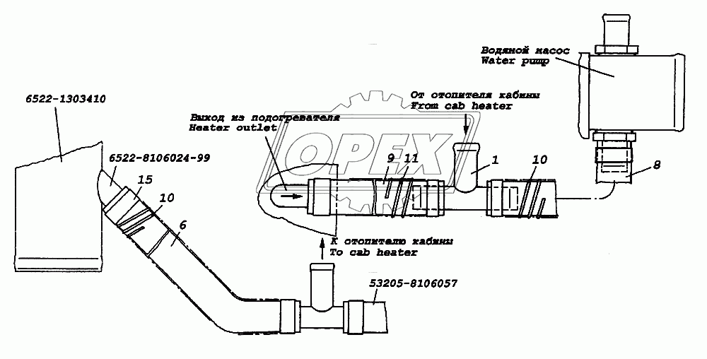 Подключение подогревателя к системе охлаждения двигателя 