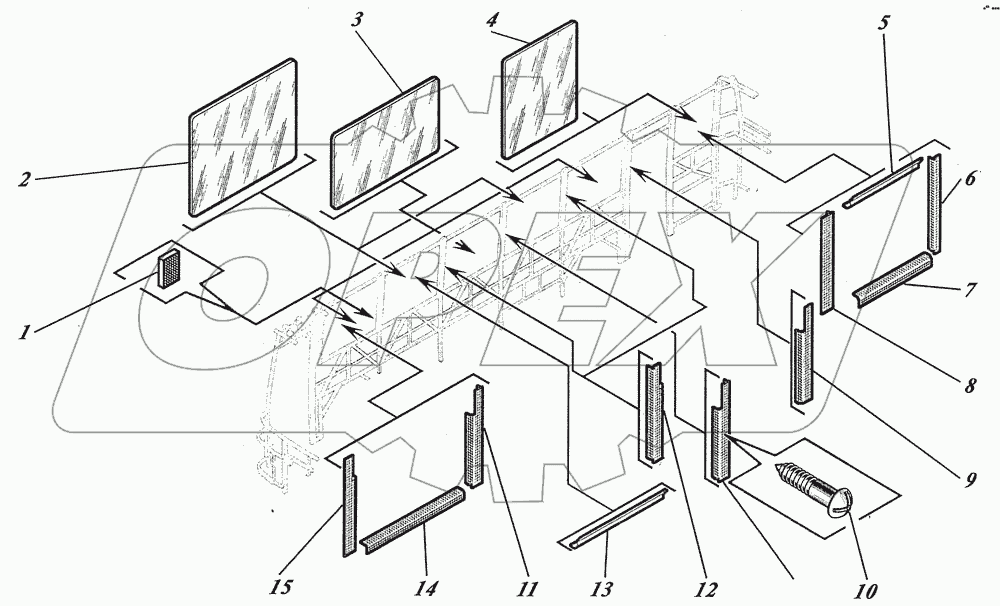  Установка деталей окон 4238-5403002