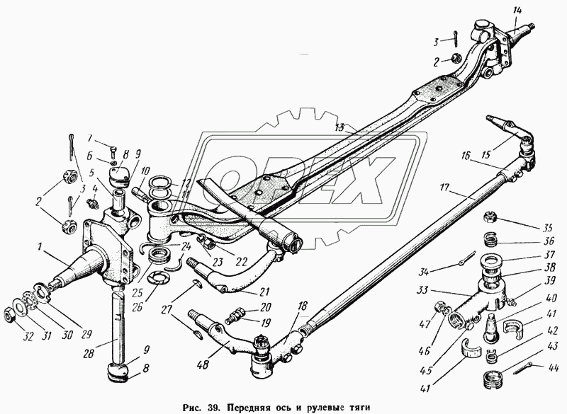 Передняя ось и рулевые тяги