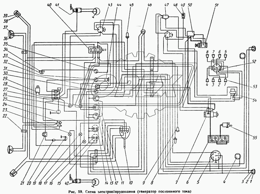 Схема электрооборудования (генератор постоянного тока)