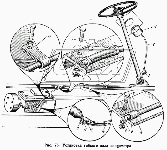 Установка гибкого вала спидометра