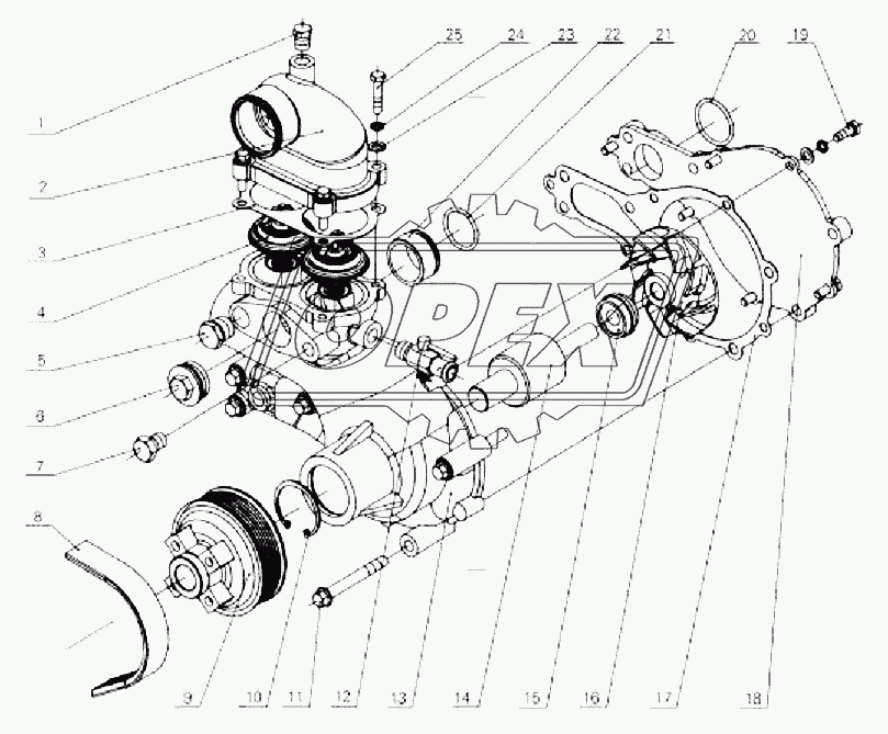 Assembly, water pump