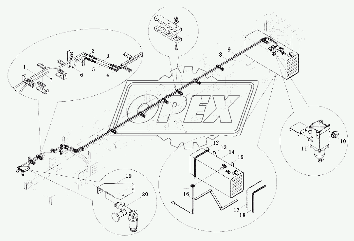 Fuel tank and supply pipeline