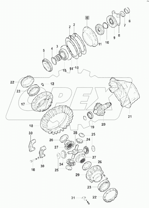 REAR AXLE FINAL DRIVE AND DIFFERENTIAL ASSY