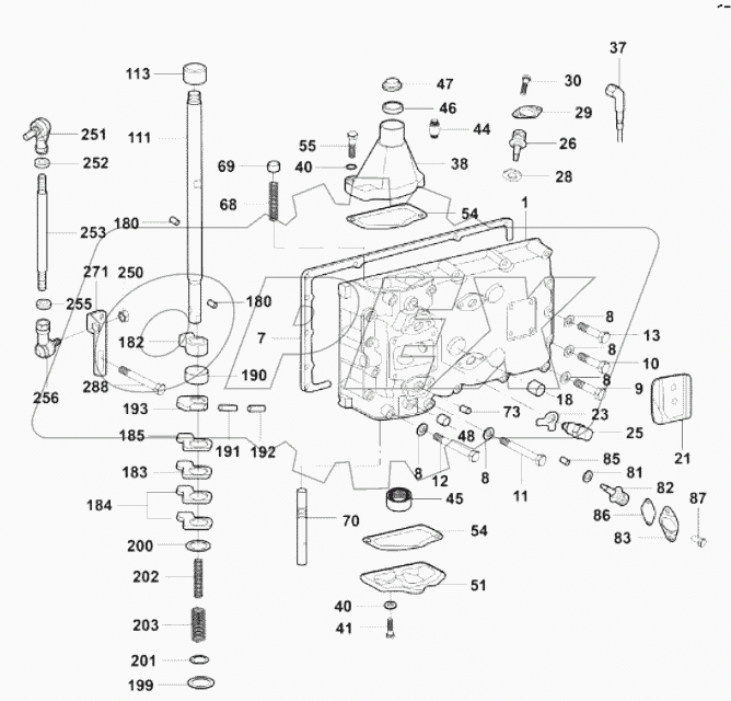GEARSHAFT COVER AND ROTRY SELECTOR MECHANISM