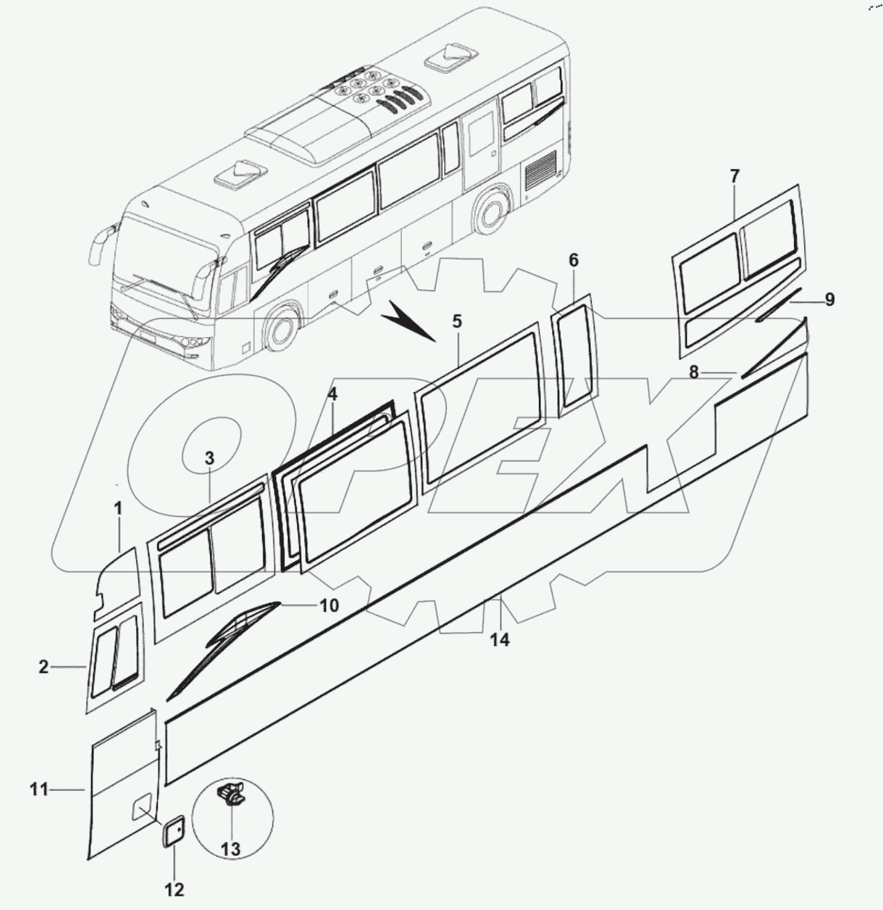  55-1398 Left side glass