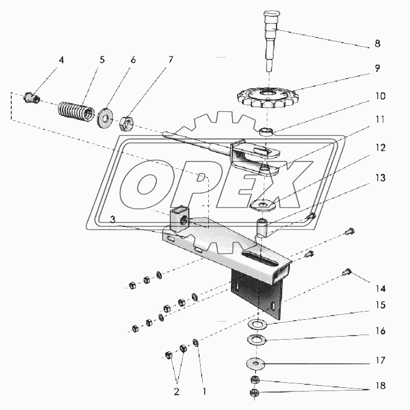 Лифтер левый (натяжная звездочка)