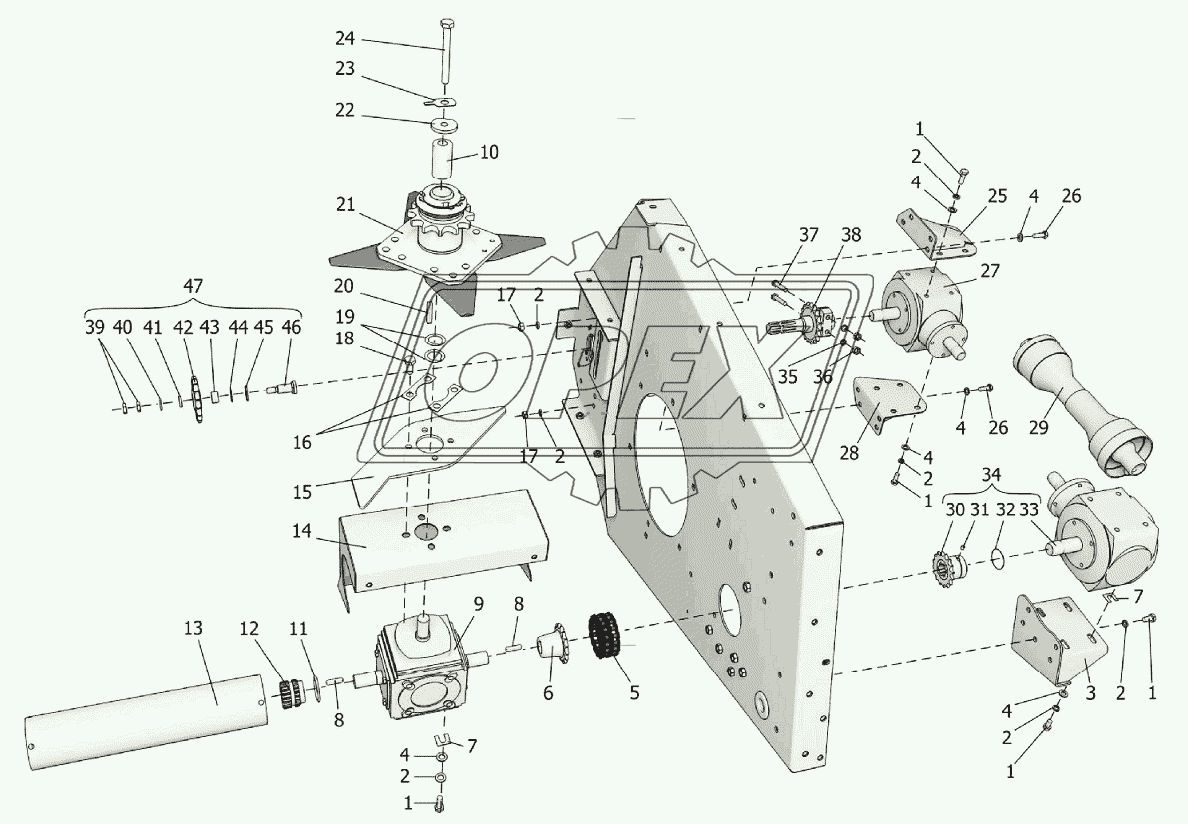 Корпус жатки (привод, левая сторона)