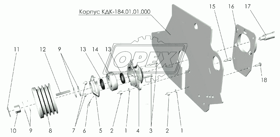 Ротор (левая опора и шкив)