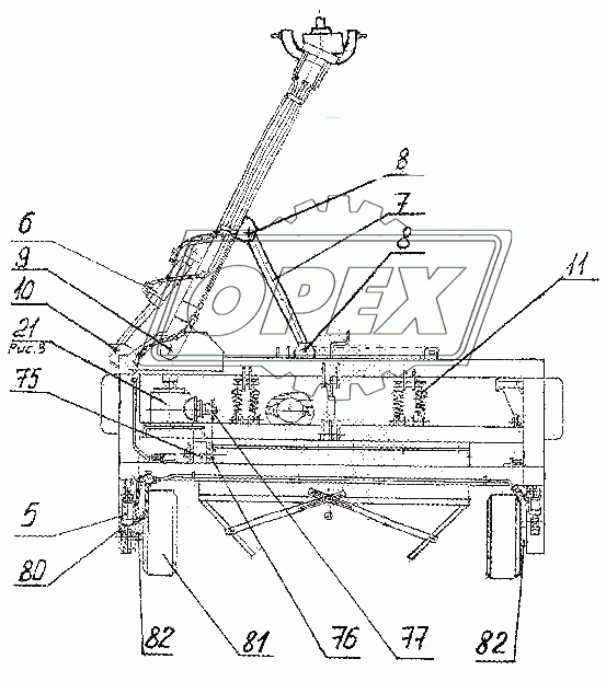 Косилка – плющилка полуприцепная КПП-3,1 (вид сверху)
