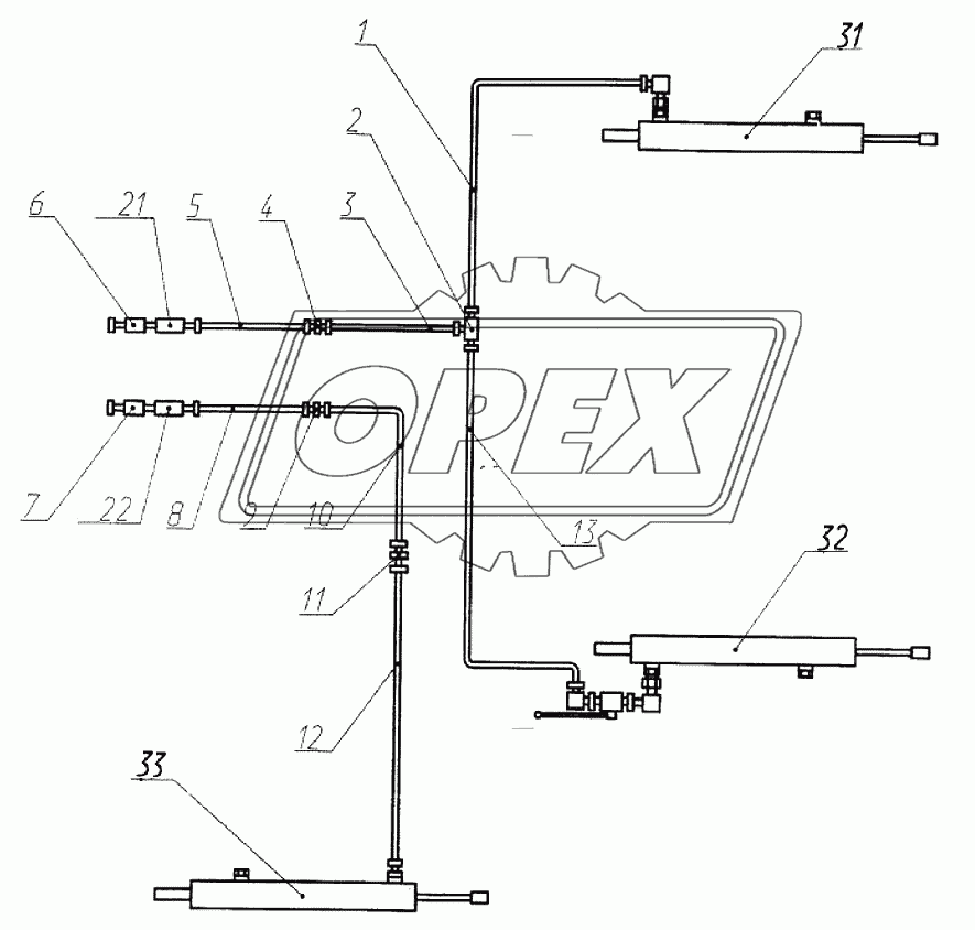 Схема гидравлических соединений