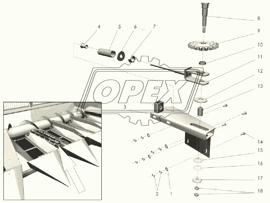Лифтер левый (натяжная звездочка)