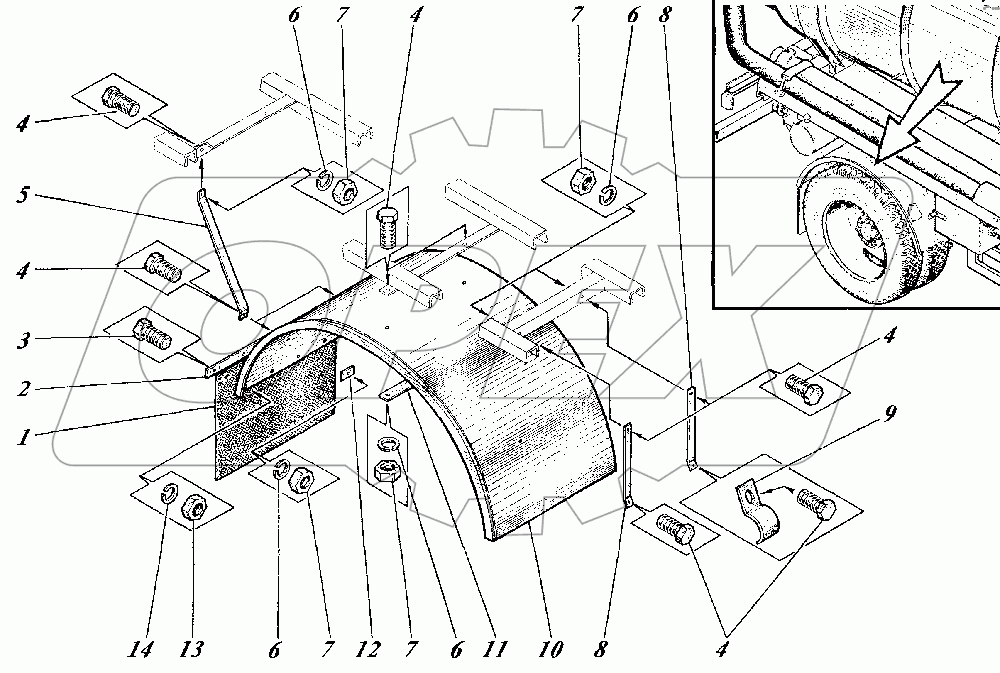 Установка площадок КО-520.04.00.000