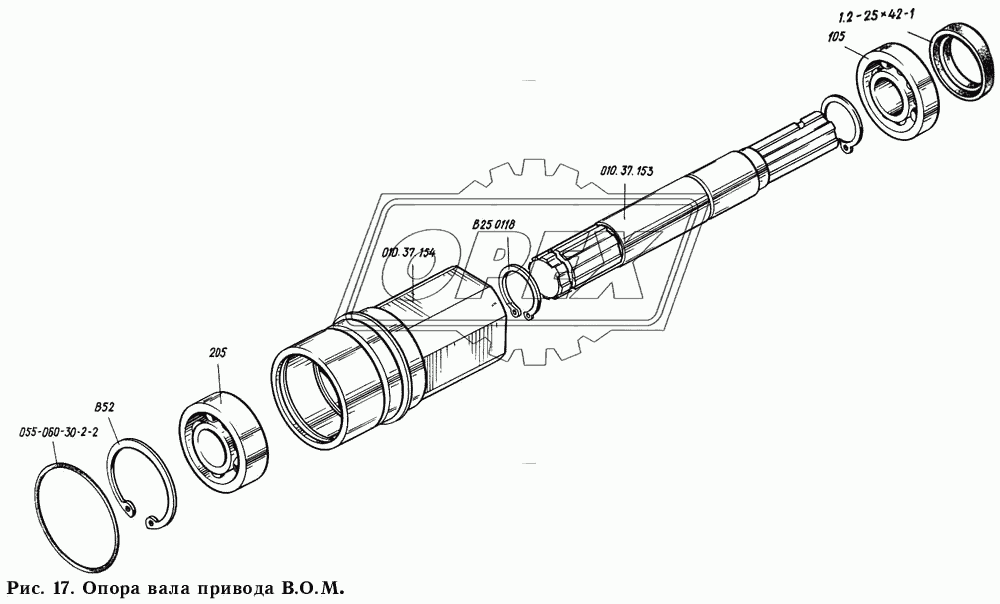 Опора вала привода ВОМ 010.37.013
