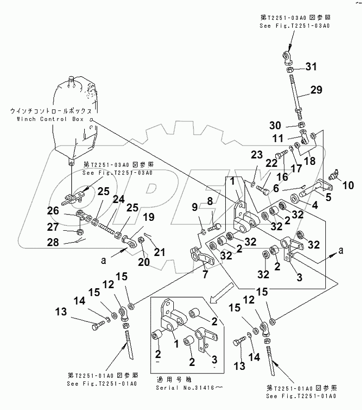 WINCH CONTROL LEVER LINKAGE (2/3)