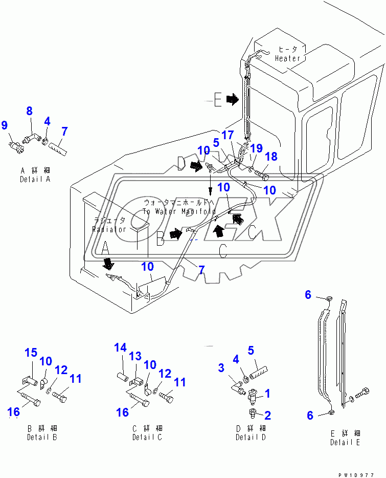  HEATER PIPING (FOR 155 ENGINE)(31574-)