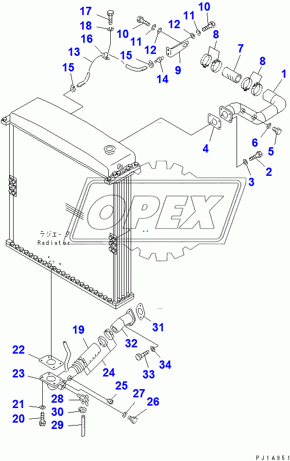  RADIATOR PIPING (FOR 155 ENGINE)(31578-)
