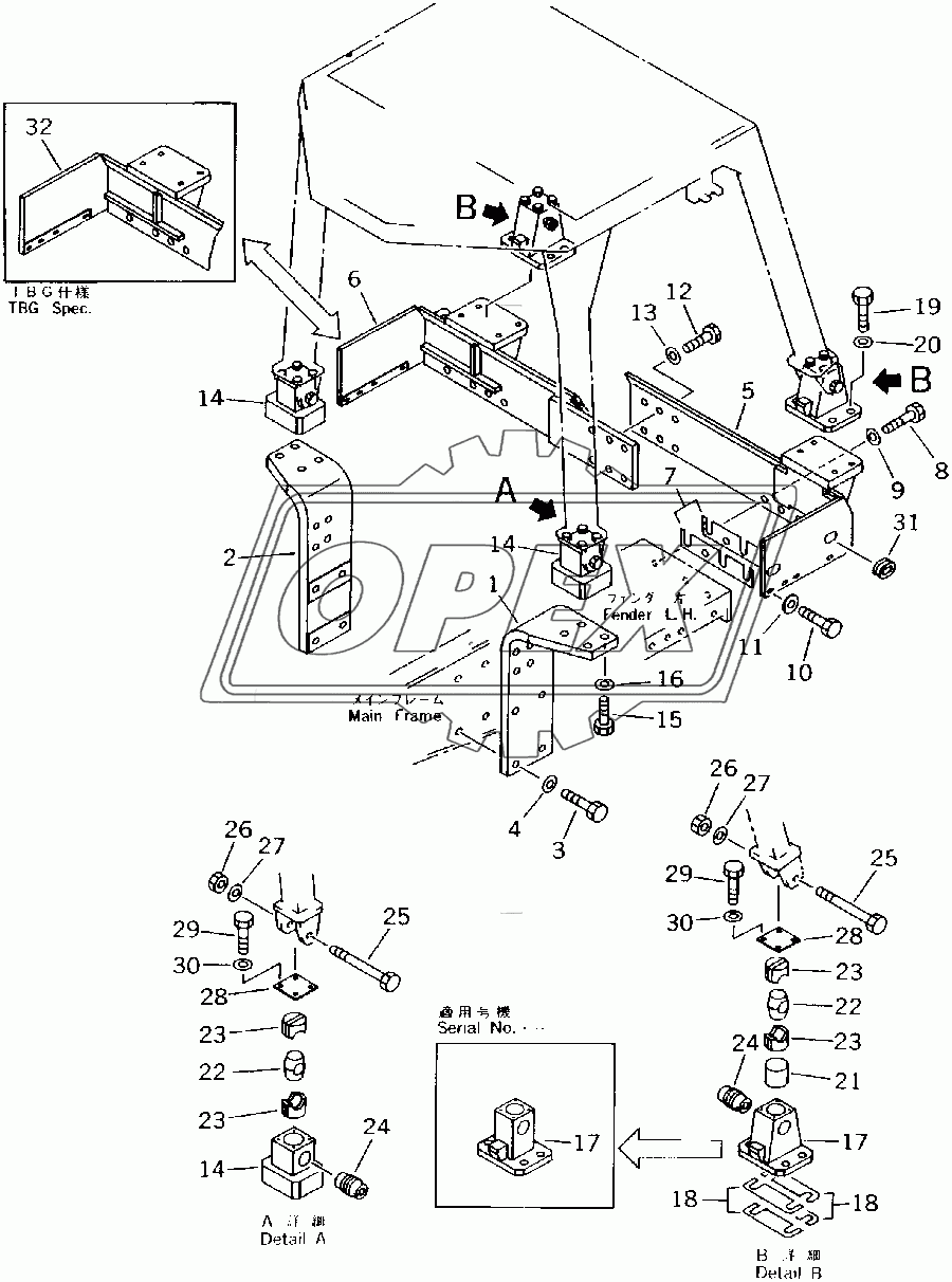  ROLL OVER PROTECTIVE STRUCTURE  BRACKET (35707-)