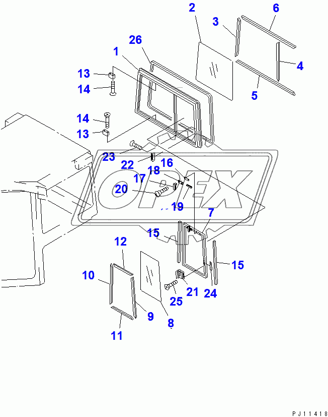  STEEL CAB (REAR WINDOW) (3/9) (35001-)