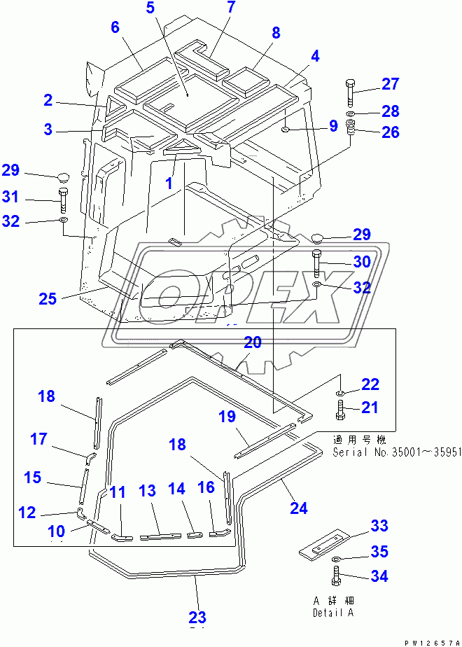 STEEL CAB (INNER TOP AND CAB MOUNT) (6/9) (35001-)