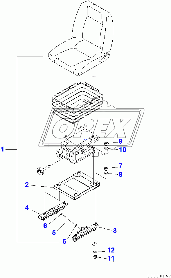  OPERATOR'S SEAT (TURN AND RECLINING TYPE) (FABRIC SEAT) (KAB831K) (37673-)