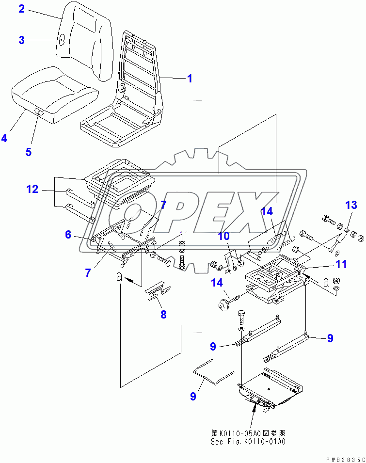  OPERATOR'S SEAT (TURN AND RECLINING TYPE) (LEATHER SEAT) (36637-)