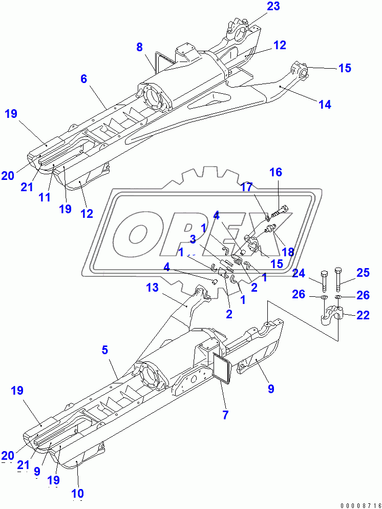  TRACK FRAME (D85A) (FULL ROLLER GUARD) (TRIMMING) (-50)(36534-37821)