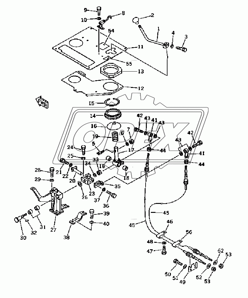 TOWING WINCH CONTROL LEVER AND LINKAGE(35001-)
