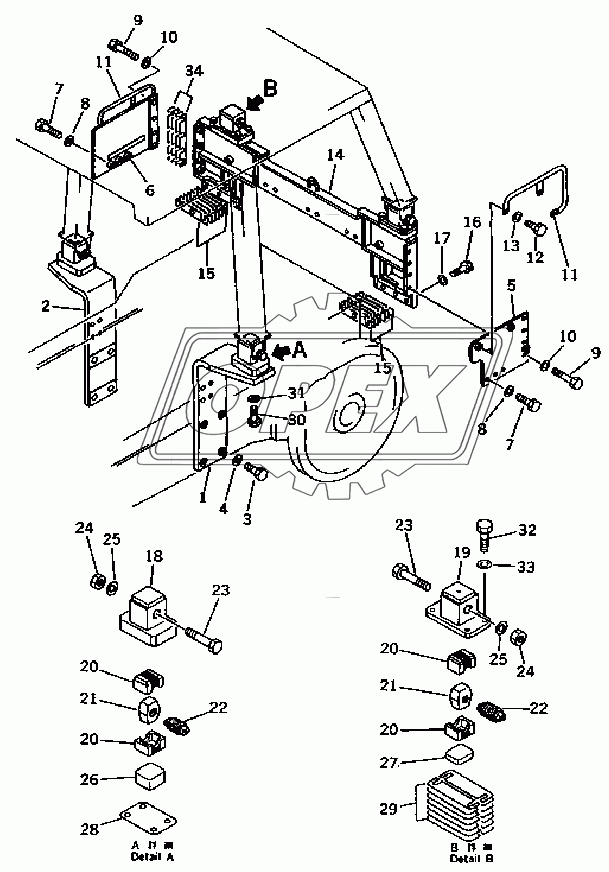 ROLL OVER PROTECTIVE STRUCTURE BRACKET(35001-)