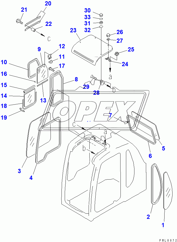  OPERATOR'S CAB (WINDOW AND ROOF VENTILATOR) (WITH SEE THROUGH ROOF)(90130-)