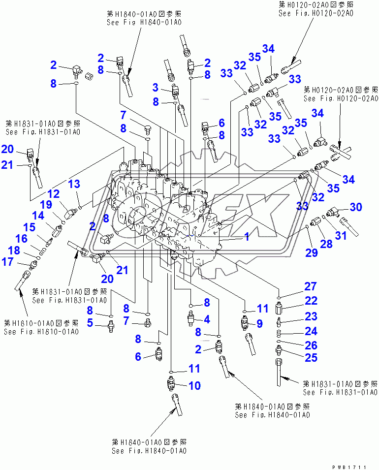  MAIN VALVE (CONNECTING PARTS) (3 ACTUATOR) (ROTATION ARM)(80001-86929)