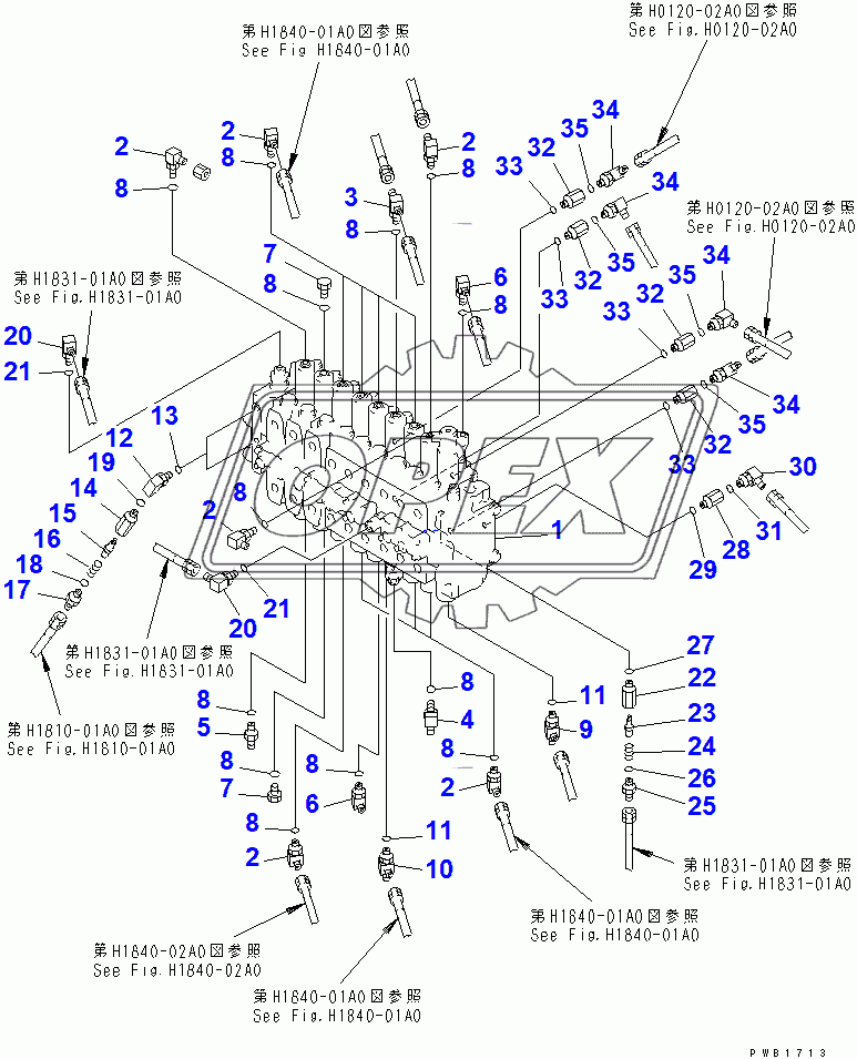  MAIN VALVE (CONNECTING PARTS) (3 ACTUATOR) (R0TATION ARM) (1 ACTUATOR)(80001-87999)