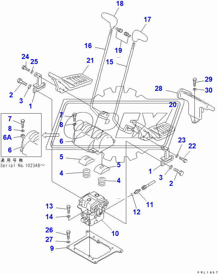  FLOOR FRAME (TRAVEL LEVER) (FOR ADDITIONAL PIPING) (1 ACTUATOR)(96514-106005)