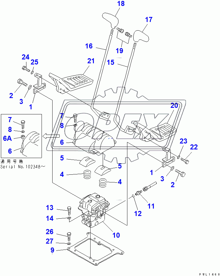 FLOOR FRAME (TRAVEL LEVER) (FOR ADDITIONAL PIPING) (2 ACTUATOR)(96514-106005)