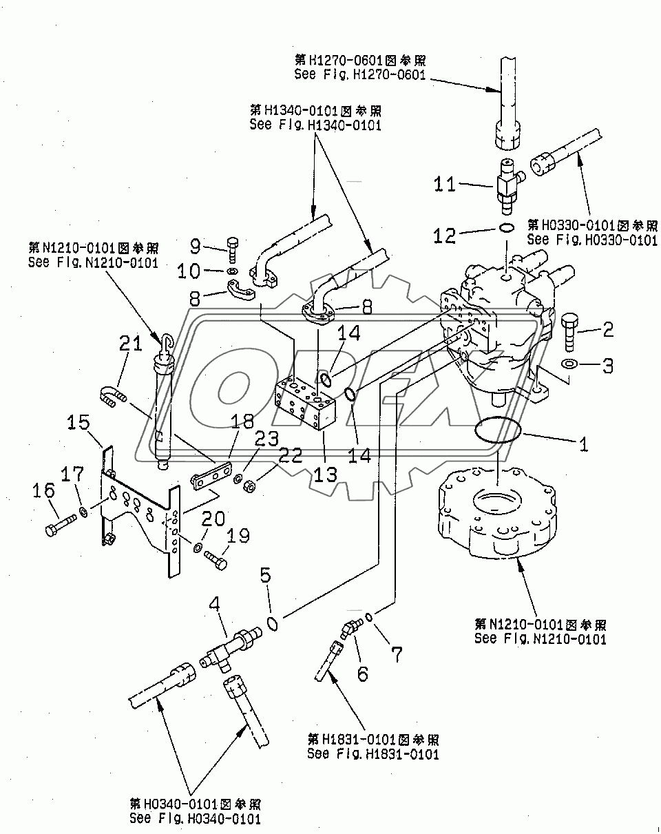  SWING MOTOR (CONNECTING PARTS) (FOR ADDITIONAL PIPING) (1 ACTUATOR)(80001-86929)