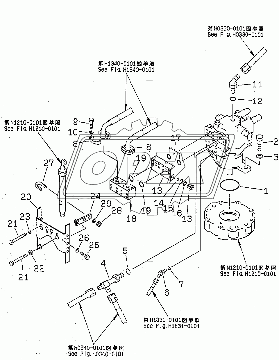  SWING MOTOR (CONNECTING PARTS) (WITH SWING BY-PASS VALVE)(80001-86929)