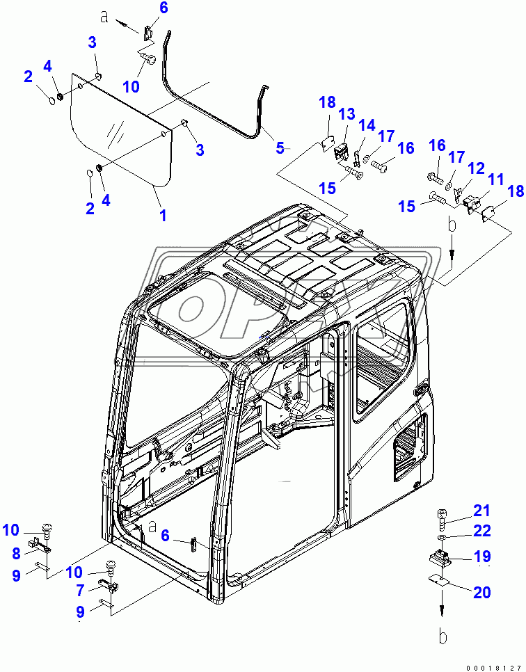  FLOOR FRAME (OPERATOR'S CAB) (FRONT LOWER WINDOW)(250001-)