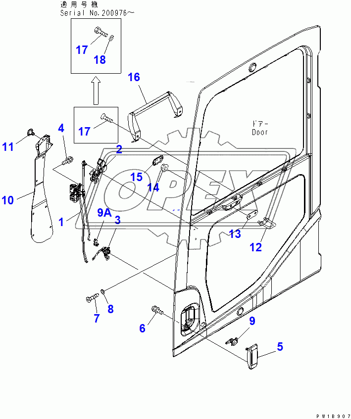  OPERATOR'S CAB (DOOR LOCK)(200001-250000)