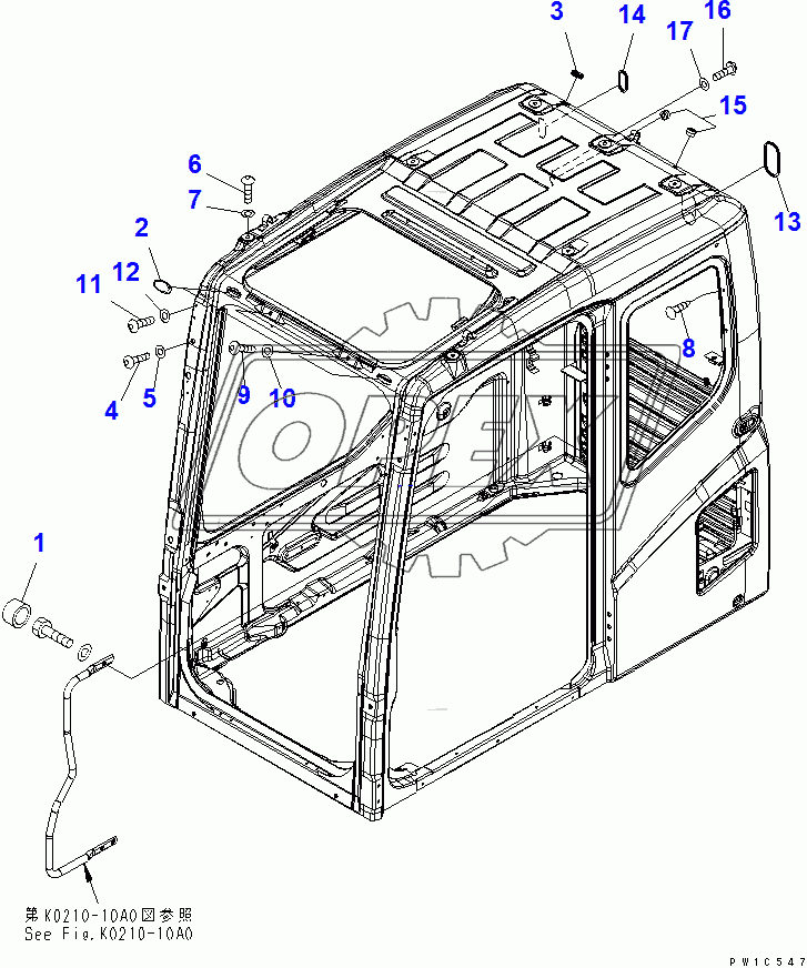  OPERATOR'S CAB (BOLT) (KOMTRAX LESS)(200001-250000)