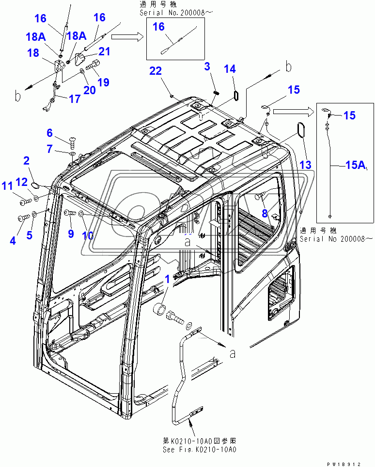  OPERATOR'S CAB (BOLT AND ANTENNA)(200001-203012)