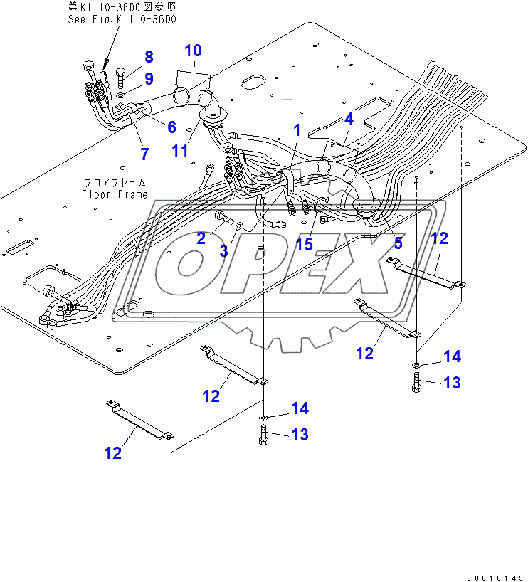  FLOOR FRAME (OPERATOR'S CAB) (PPC CLAMP)(250001-)