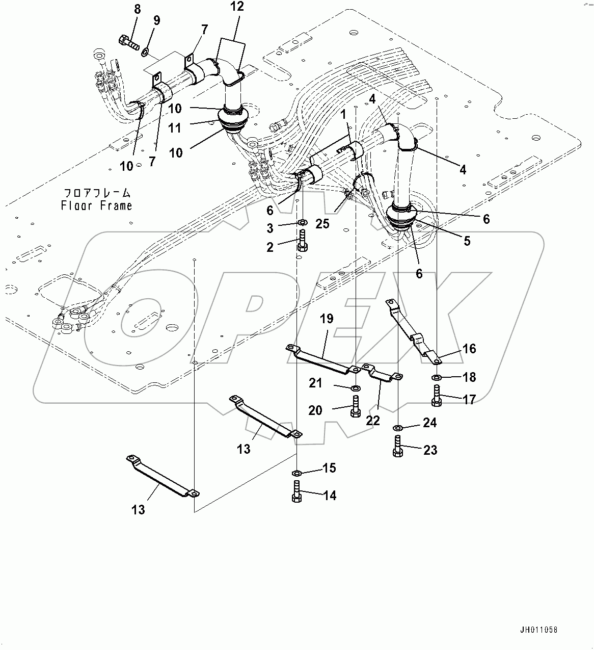  Cab, Floor, Piping Mounting (#400001-)