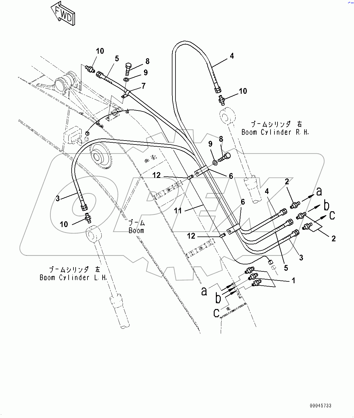  Boom, Lubrication Piping (#400001-)