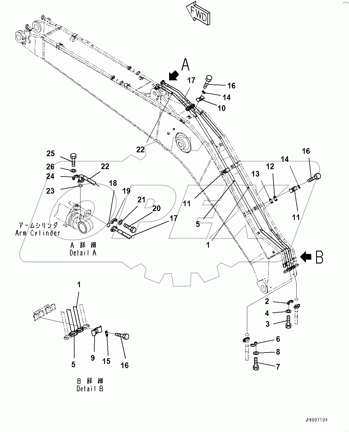  Boom, Arm Cylinder Piping (#400001-)