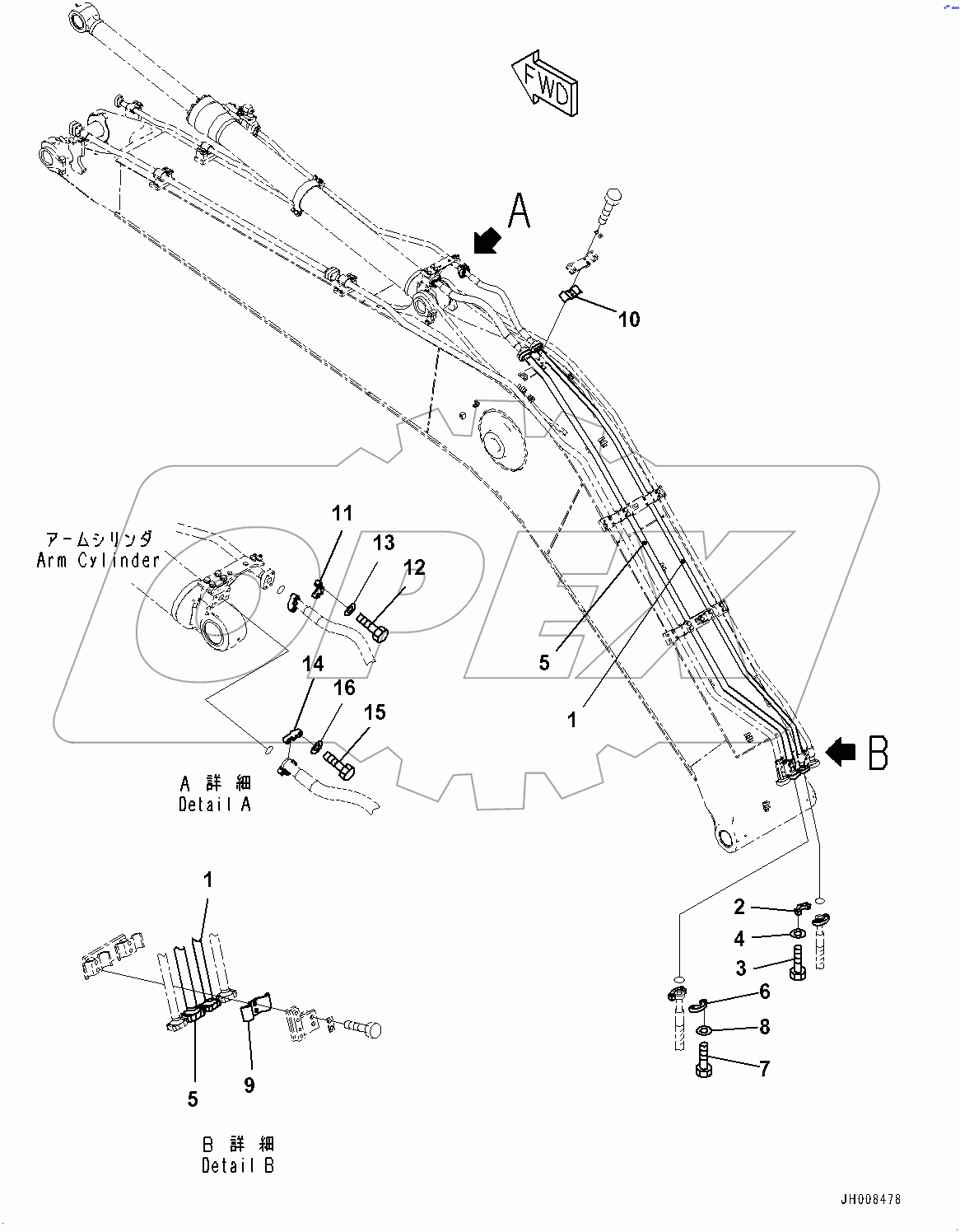  Boom, Arm Cylinder Piping (#400001-)