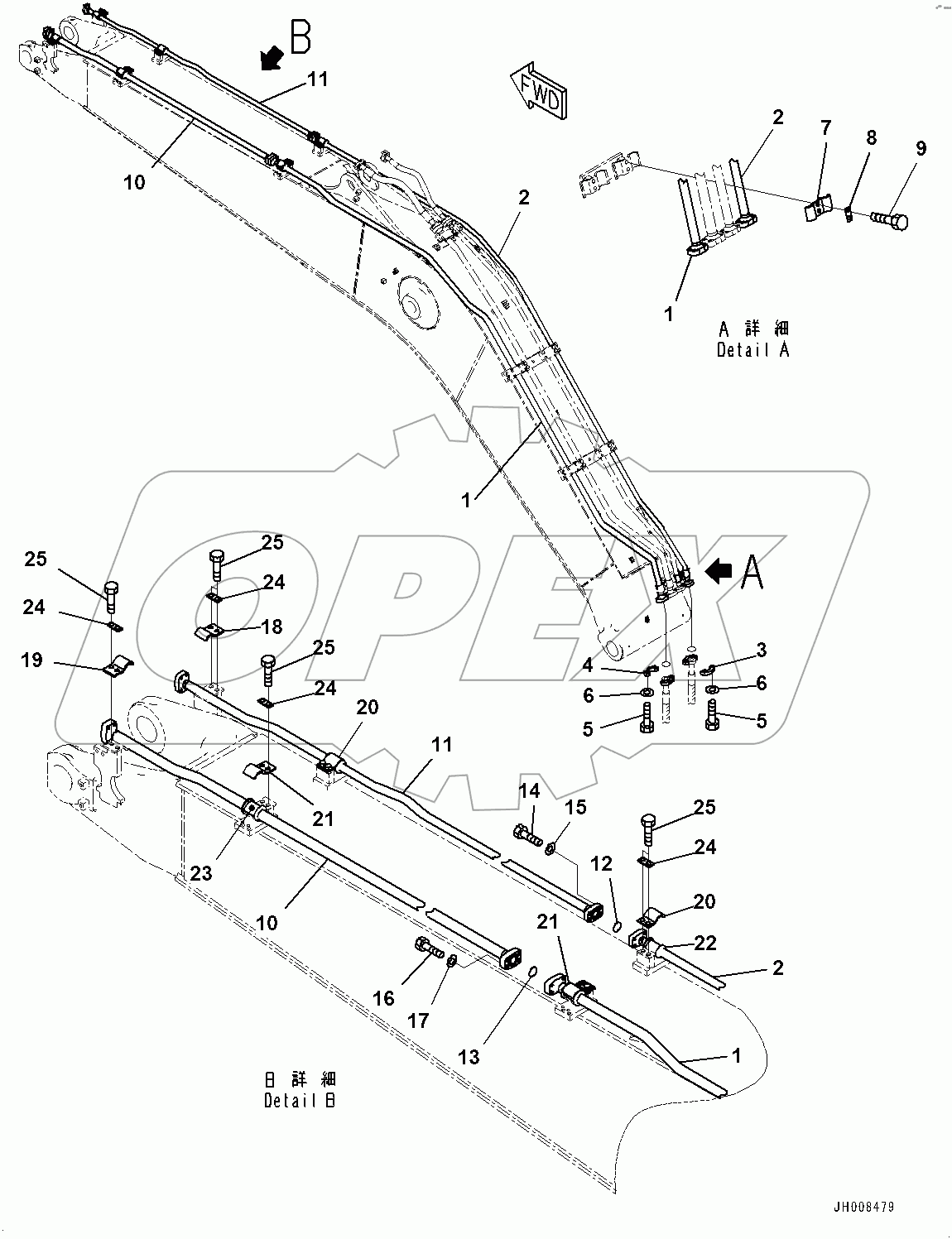  Boom, Bucket Cylinder Piping (#400001-)