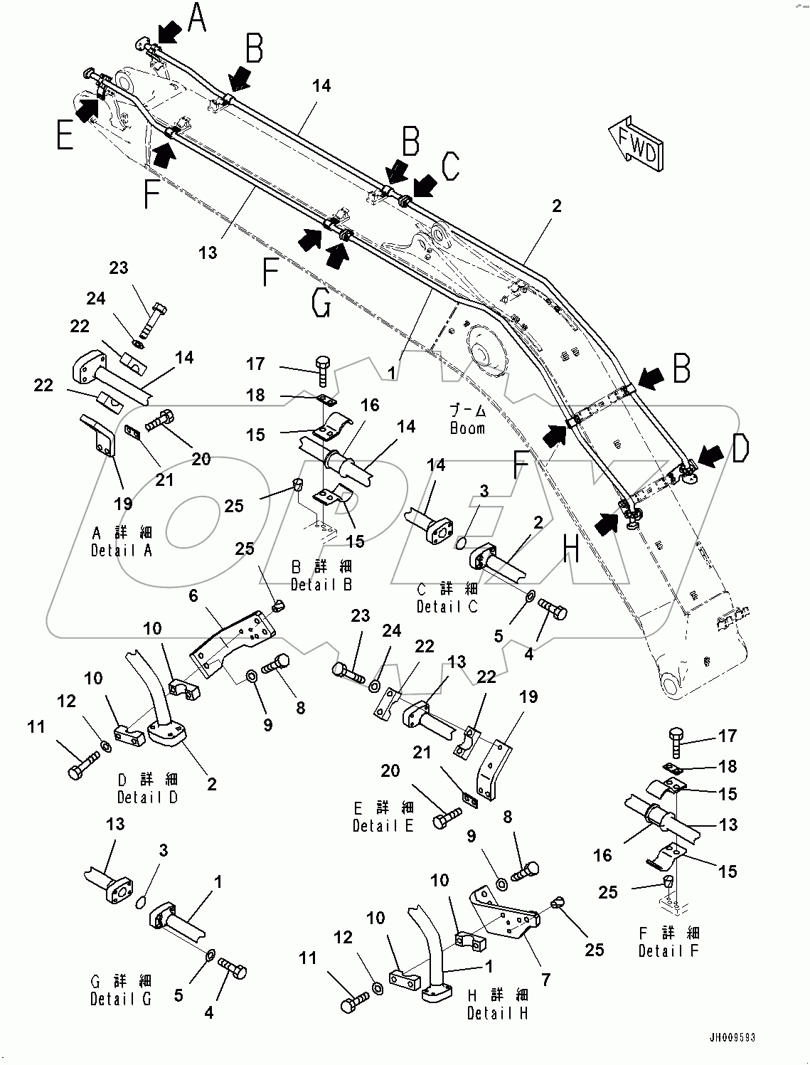  Boom, Additional Piping (#400001-)
