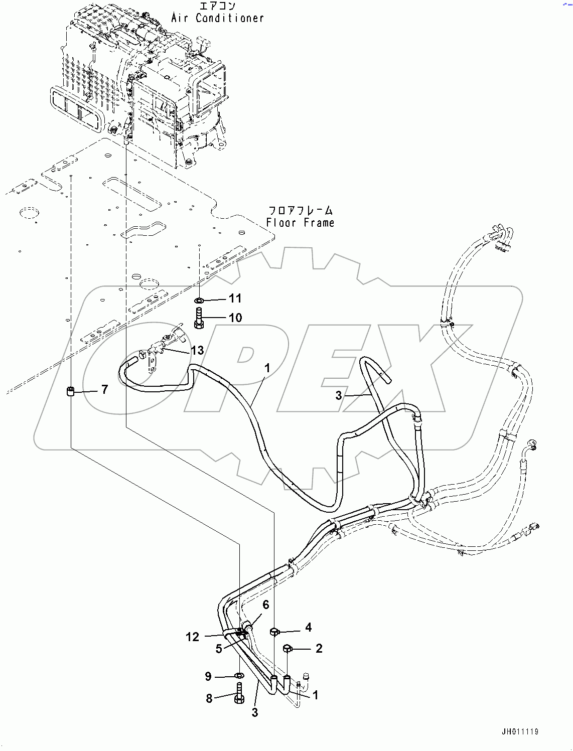  Cab, Floor, Heater Piping (#400001-)