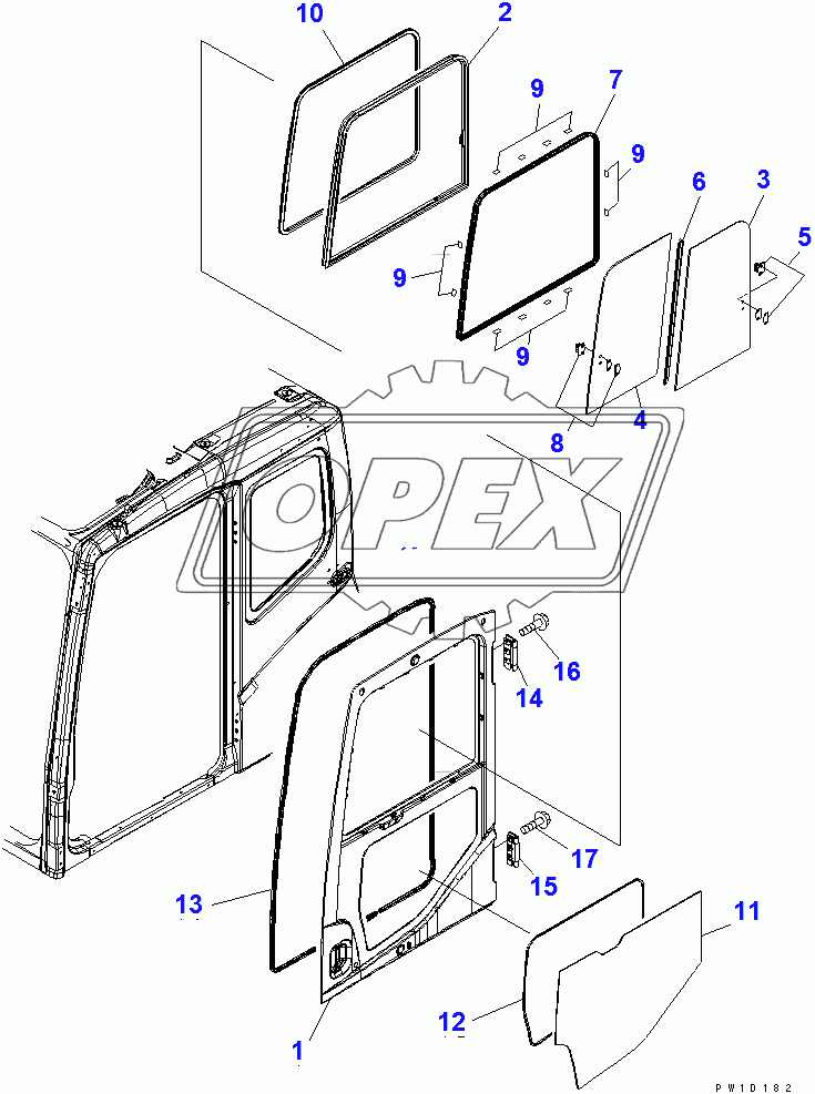  OPERATOR'S CAB (DOOR) (FOR VANDALISM PROTECTION)(200001-250000)